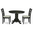 Pemberly Row 3-Piece Dining Set with Fabric Chairs in Black and Cream