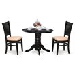 Pemberly Row 3-Piece Dining Set with Fabric Seat Chairs in Black