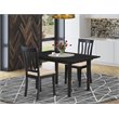 Pemberly Row Norfolk 3-Piece Dining Set with Linen Fabric Seats in Black