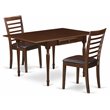 Pemberly Row 3-Piece Wood Dining Table Set with Faux Leather Seat in Mahogany