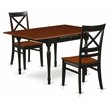 Pemberly Row 3-Piece Wood Dining Set in Black/Cherry with X-Back Chairs