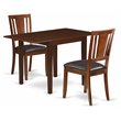 Pemberly Row 3-Piece Dining Set with Faux Leather Chairs in Mahogany