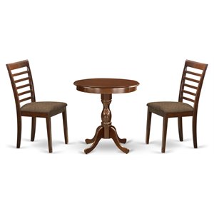 Pemberly Row Round 3-Piece Wood Dining Set with Linen Cushion Seats