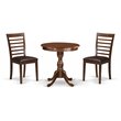 Pemberly Row 3-Piece Wood Dining Set with Faux Leather Chairs in Mahogany