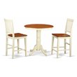 Pemberly Row 3-Piece Round Counter Height Dining Set in Buttermilk & Cherry