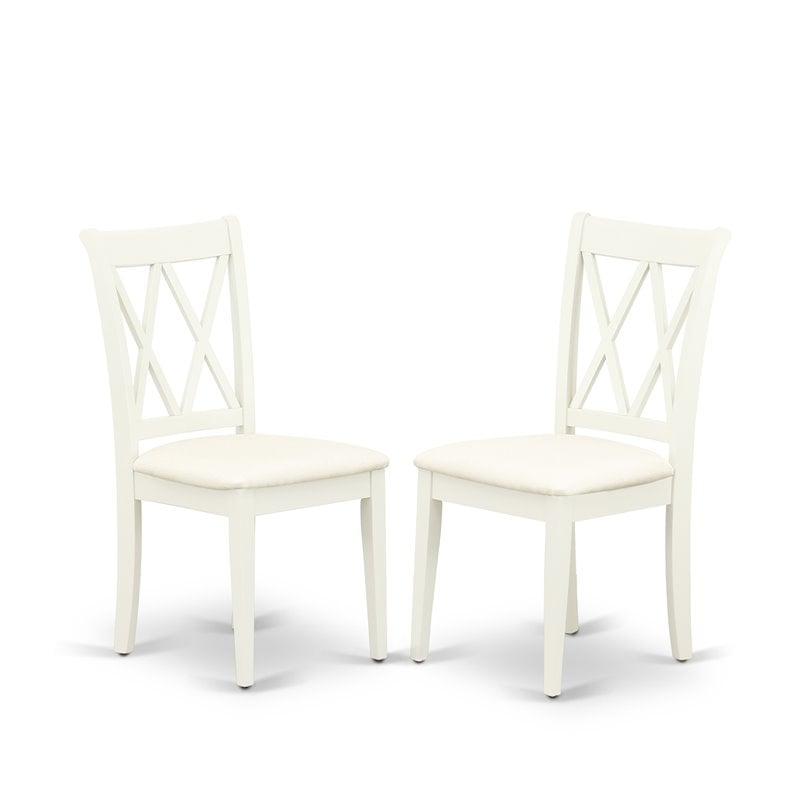 Pemberly Row 3-Piece Wood Dining Set with Fabric Seats in Linen White