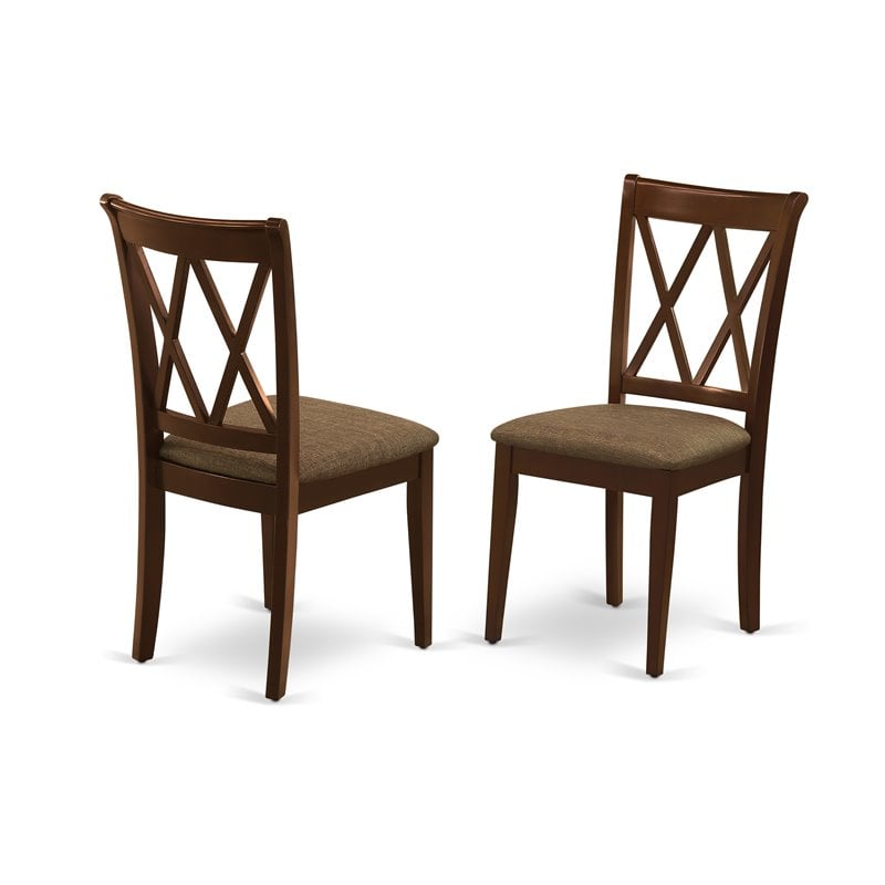 Pemberly Row 3-Piece Wood Dining Set with Upholstered Chairs in Mahogany