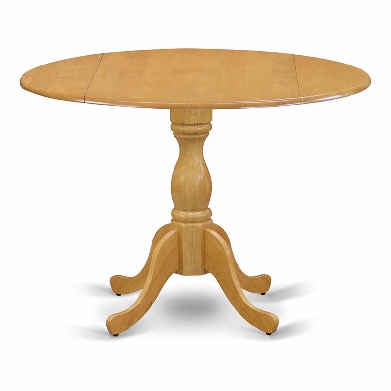 Pemberly Row Dublin Wood Dining Table with Pedestal Legs in Oak