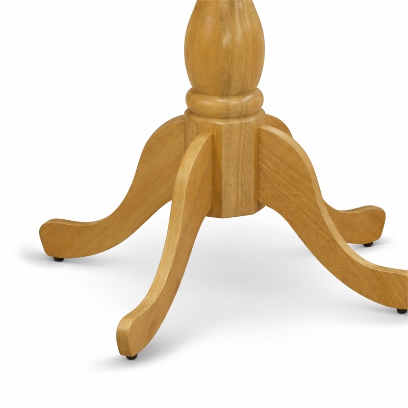 Pemberly Row Dublin Wood Dining Table with Pedestal Legs in Oak