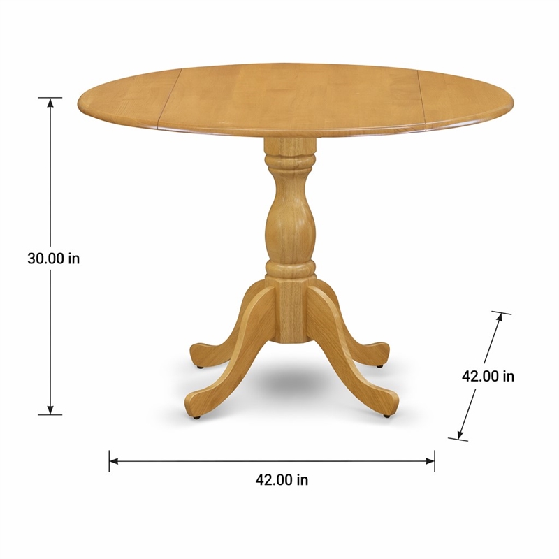 Pemberly Row Dublin Wood Dining Table with Pedestal Legs in Oak