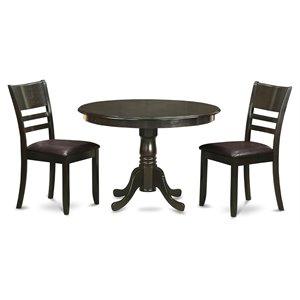 Pemberly Row 3-Piece Dining Room Set with Round Table in Cappuccino