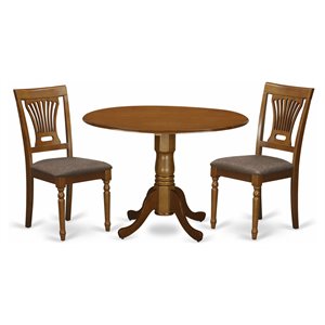 Pemberly Row 3-Piece Wood Dining Table Set in Saddle Brown