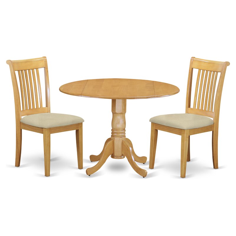 Pemberly Row 3-Piece Wood Dining Set with Cushion Seat in Oak Finish