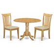 Pemberly Row 3-Piece Wood Dining Set with Cushion Seat in Oak Finish