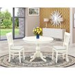 Pemberly Row 3-Piece Dining Set with Fabric Seat Chairs in Linen White