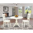 Pemberly Row 3-Piece Dining Set with Wood Seat Chairs in Linen White