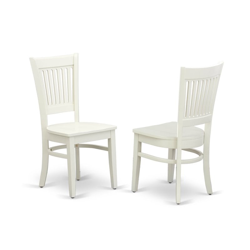 Pemberly Row 3-Piece Dining Set with Wood Seat Chairs in Linen White