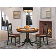 Pemberly Row 3-Piece Wood Dining Set with Leather Seats in Black