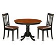 Pemberly Row 3-Piece Wood Dining Set with Leather Seats in Black