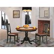 Pemberly Row 3-Piece Wood Dining Set with Leather Seats in Black