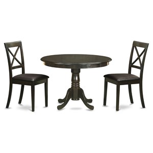 Pemberly Row Round 3-Piece Kitchen Table Set in Cappuccino Finish