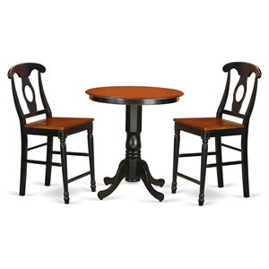 Pemberly Row 3-Piece Wood Counter Height Dining Set in Black/Cherry