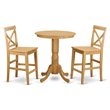 Pemberly Row 3-Piece Wood Pub Table and Dinette Chair Set in Oak Finish