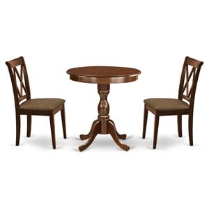 Pemberly Row 3-Piece Round Table and Chair Set in Mahogany