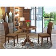 Pemberly Row 3-Piece Wood Dining Set with Fabric Seat in Mahogany