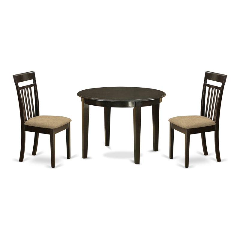 Pemberly Row 3-Piece Round Wood Dining Set with Slatted Chairs