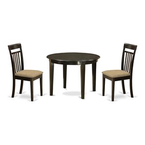 Pemberly Row 3-Piece Round Wood Dining Set with Slatted Chairs
