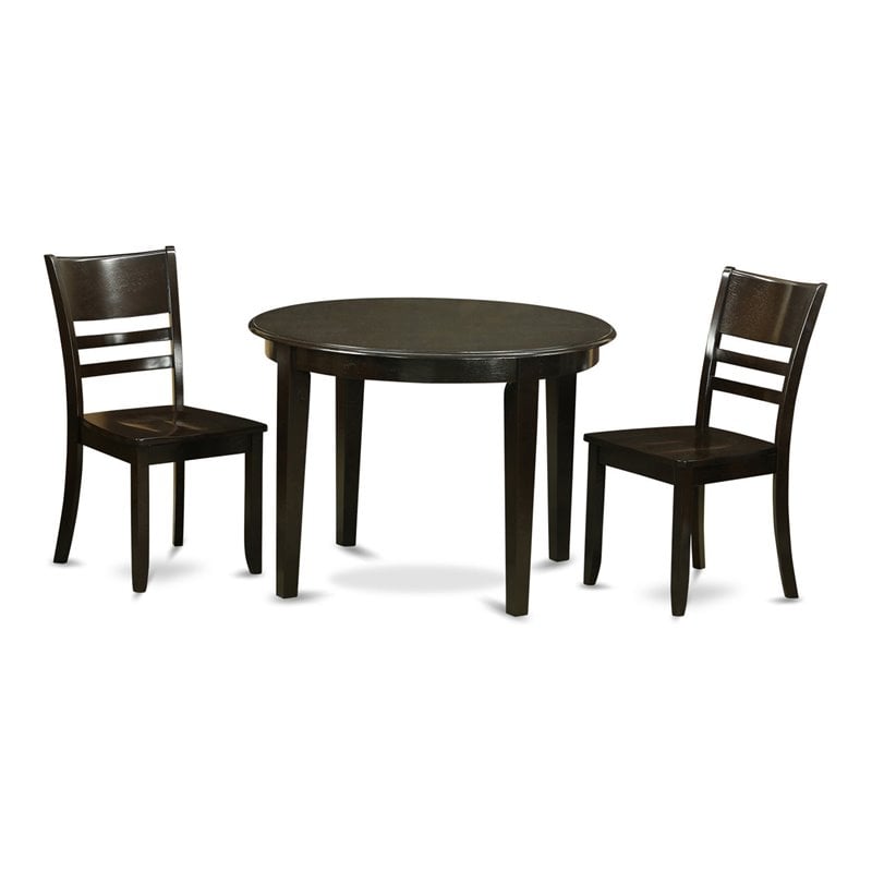 Pemberly Row 3-Piece Wooden Kitchen Table Set in Cappuccino with Wood Seats