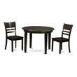 Pemberly Row 3-Piece Wooden Kitchen Table Set in Cappuccino with Wood Seats