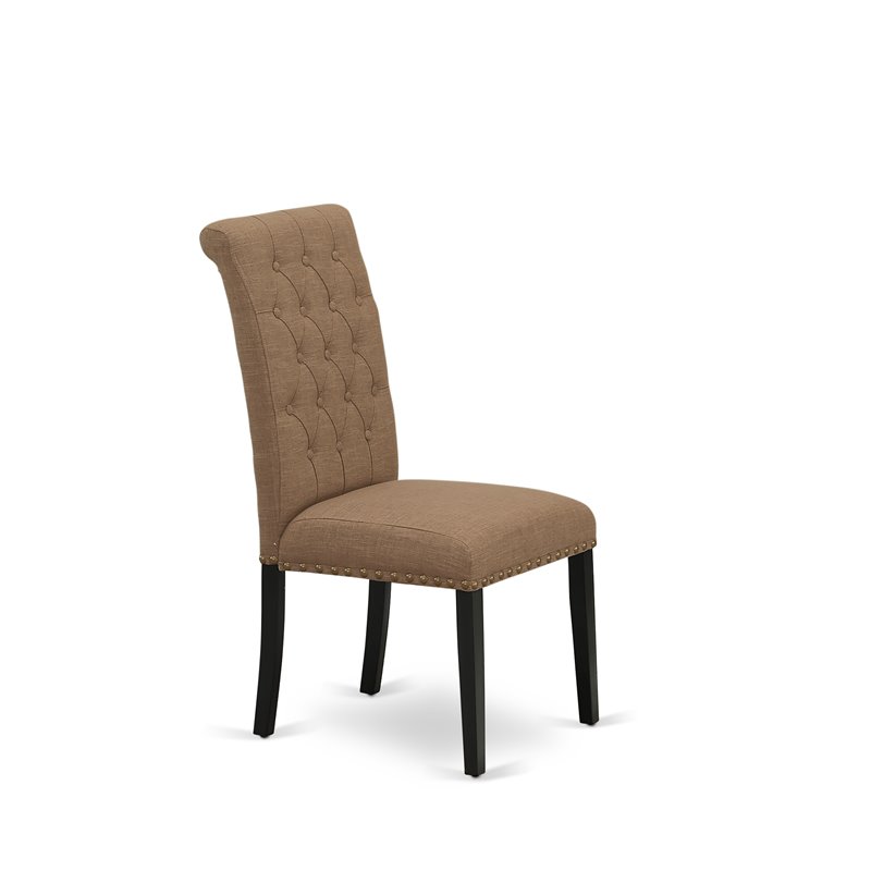 Pemberly Row Bremond Button Tufted Dining Chairs in Brown (Set of 2)