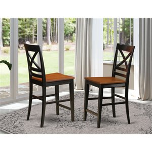Pemberly Row Quincy Hardwood Counter Stools in Black & Cherry (Set of 2)