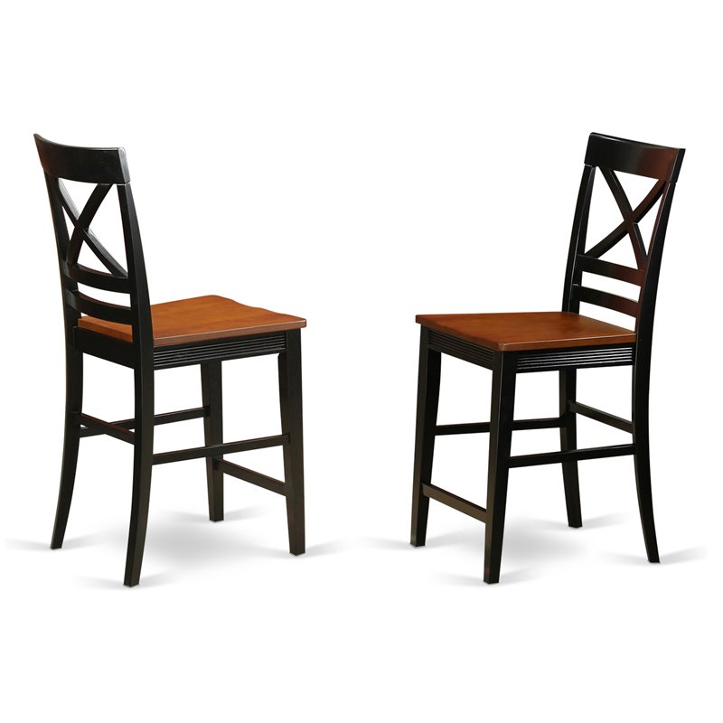 Pemberly Row Quincy Hardwood Counter Stools in Black & Cherry (Set of 2)