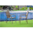 Pemberly Row Metal & Wicker Patio Chairs in Brown (Set of 2)