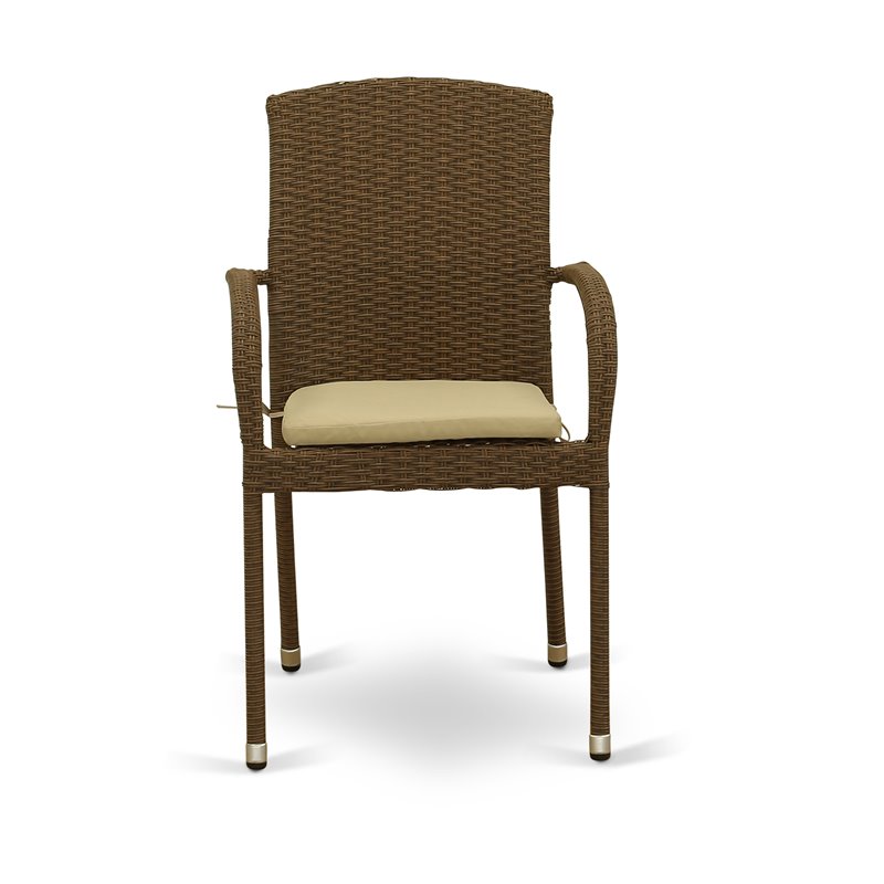 Pemberly Row Metal & Wicker Patio Chairs in Brown (Set of 2)