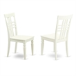 Pemberly Row Logan Wood Dining Chairs in Linen White (Set of 2)