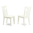 Pemberly Row Logan Wood Dining Chairs in Linen White (Set of 2)