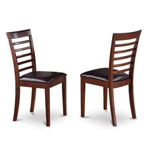 Pemberly Row Milan Faux Leather Dining Chairs in Mahogany (Set of 2)