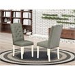 Pemberly Row Fabric Dining Chairs with Tufted High Back Linen White Set of 2