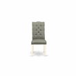 Pemberly Row Fabric Dining Chairs with Tufted High Back Linen White Set of 2