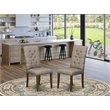 Pemberly Row Fabric Dining Chairs with Tufted High Back Mahogany Set of 2