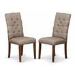 Pemberly Row Fabric Dining Chairs with Tufted High Back Mahogany Set of 2