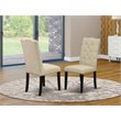 Pemberly Row Fabric Dining Chairs Tufted High Back Wirebrushed Black Set of 2