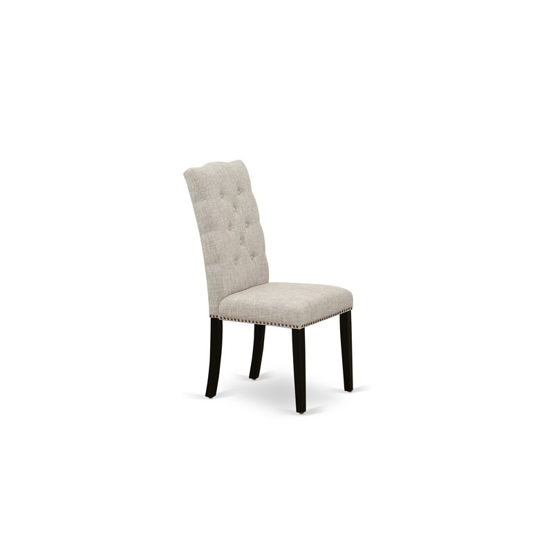 Pemberly Row Fabric Dining Chairs Tufted High Back Wirebrushed Black Set of 2