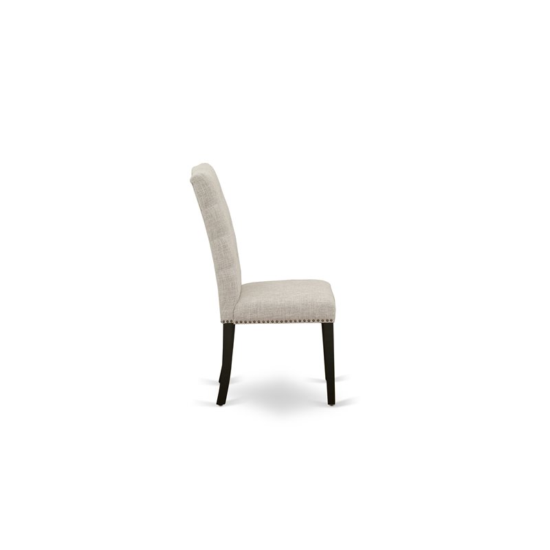 Pemberly Row Fabric Dining Chairs Tufted High Back Wirebrushed Black Set of 2