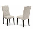 Pemberly Row Fabric Dining Chairs Tufted High Back Wirebrushed Black Set of 2