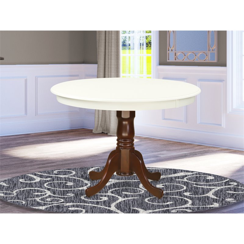 Pemberly Row Hartland Round Wood Dining Table in Cappuccino/White